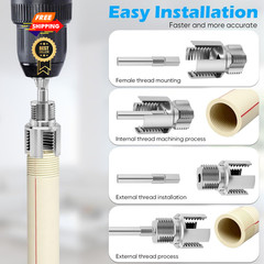 PVC Pipe Threader Kit 1/2&Prime;, 3/4&Prime; & 1&Prime; for Plastic Pipes Home Repair