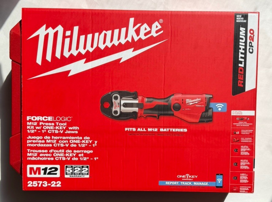Milwaukee M12 FORCE LOGIC Press Tool Kit with Jaws &ndash; 2573-22 NEW SEALED