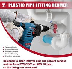 PVC Pipe Reamer 6 Piece Plastic Pipe Fitting Saver Kit 1/2in Drill Heads 3/4-4in