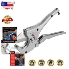 Heavy-Duty Ratcheting Pipe Cutter 1-5/8&Prime; Plastic Tubing Tool Aluminum Silver