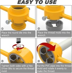 6Pcs PVC Thread Maker Tool Pipe Threader Plumbing Tool Kit Plastic Pipe Round&hellip;