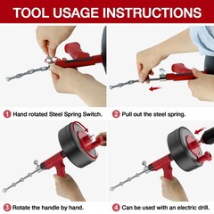 35ft Heavy Duty Drain Snake with Drill Adapter &ndash; Flexible Steel Auger Tool for C