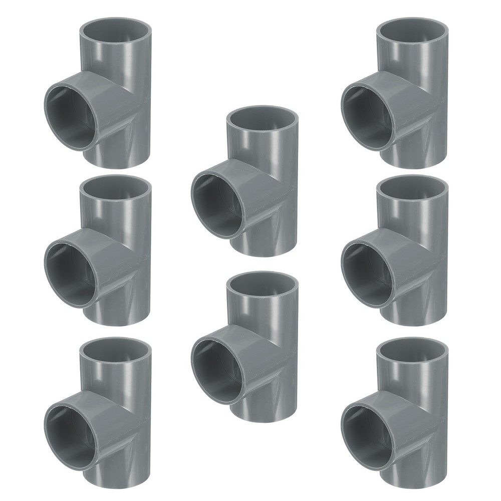 8pcs PVC Fitting 1-1/2&Prime; 3 Ways Connector Build Grade Pipe Coupling, Grey