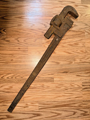 Vintage TRIMO Trimont 36&rdquo; Heavy Duty Pipe Wrench Industrial Forged Steel Tool