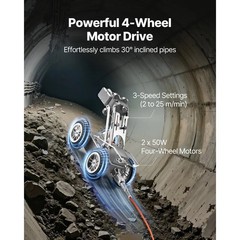 Sewer Pipe Inspection Robot 197FT Plumbing Crawler with Front/Rear Camera