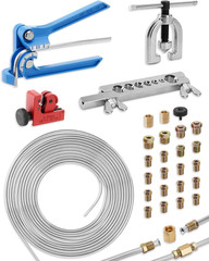 25 Ft 3/16In Zinc-Plated Brake Line Flaring Tool Kit Includes 3-In-1 Tube Bender