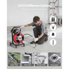 Drain Cleaner Machine 50 FT. X 1/2 In., with Air-Activated Foot, Switch Manual F