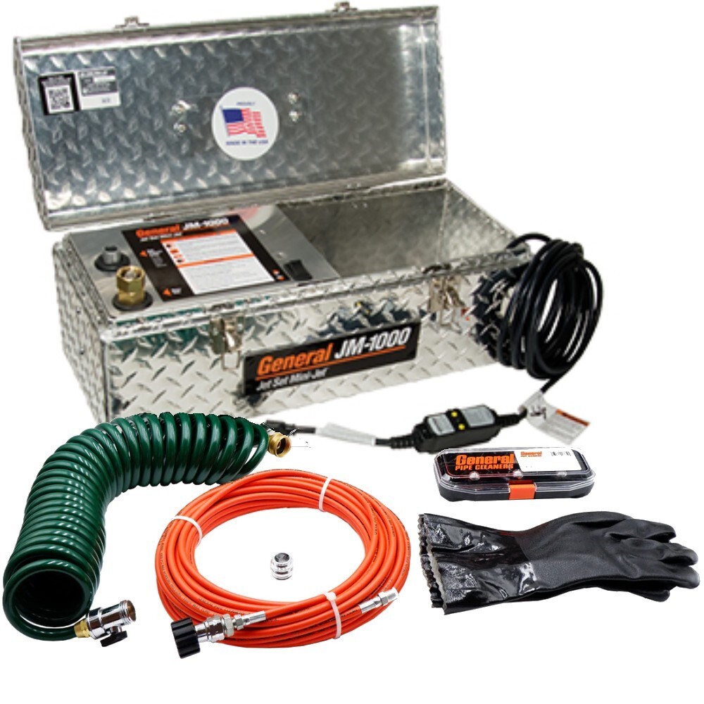 General Wire JM-1000 Electric 1500 PSI 1.4 GPM Sewer Jetter w/ 50&prime; x 1/8&Prime; Hose