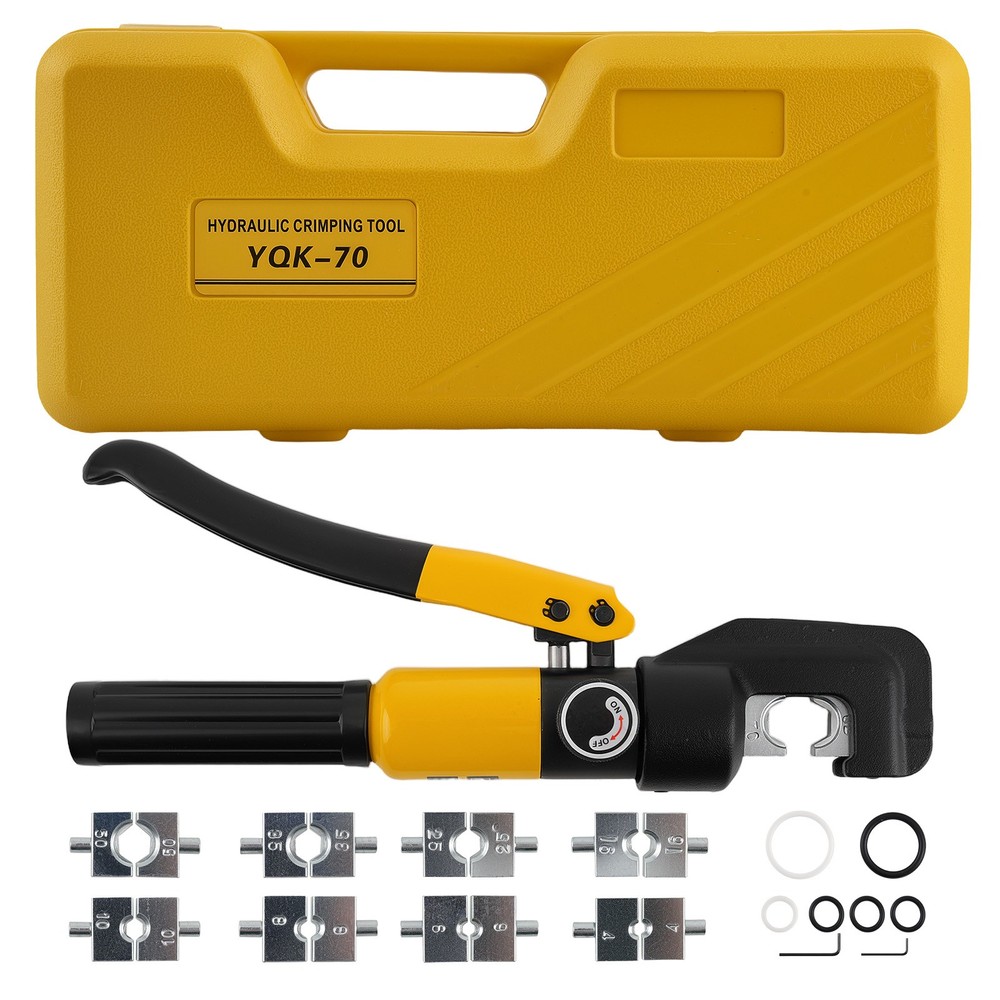 Wire Terminal Crimping Tool Kit 4-70mm&sup2; with 9 Hexagon Dies and Storage Case