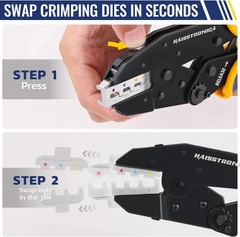 Professional Ratchet Wire Crimper 6 in 1 Tool Kit with 6 Interchangeable Dies