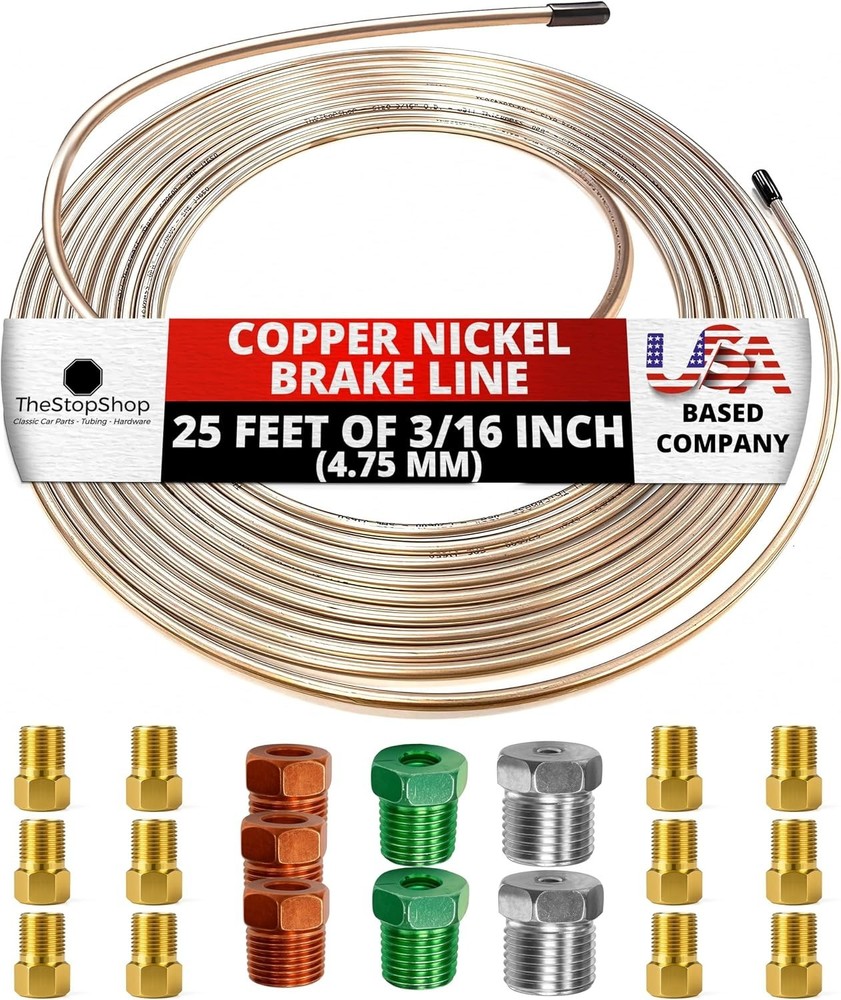 25 Feet of 3/16 Inch 4.75 mm Copper Nickel Brake Line .028&Prime; Wall Thickness wi&hellip;