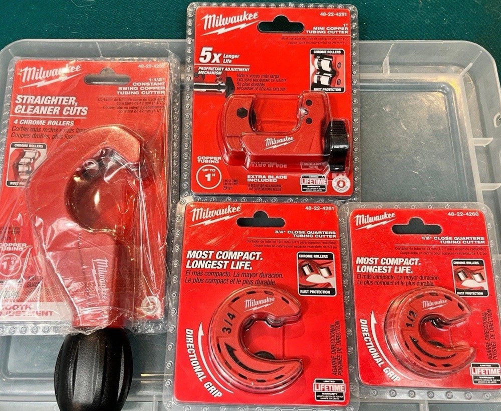 Milwaukee Tubing Cutters Lot &ndash; Straight, Mini, Directional Cutters &bull; New In Box!