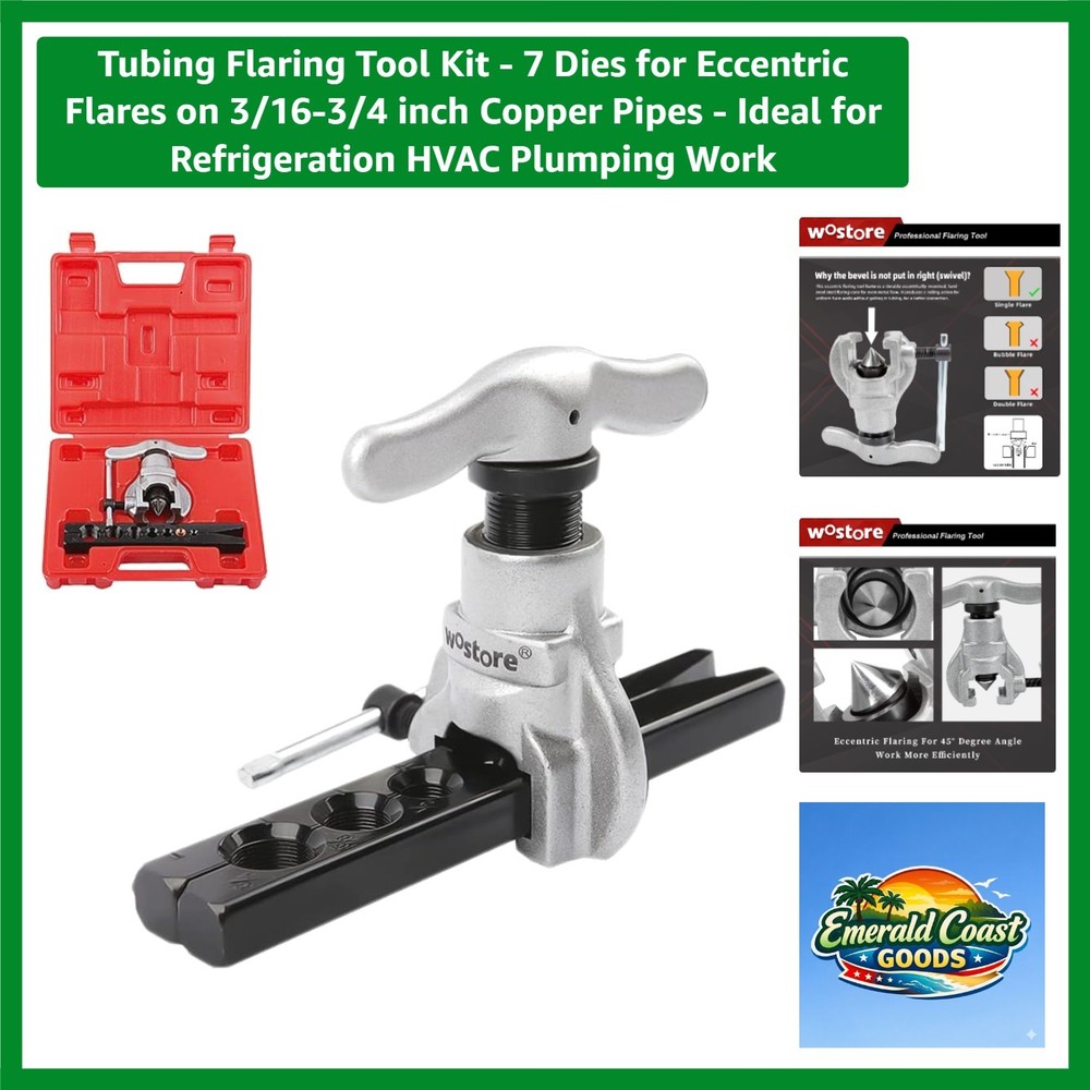 Professional Tubing Flaring Tool Kit &ndash; 7 Dies for Precise Eccentric Flares