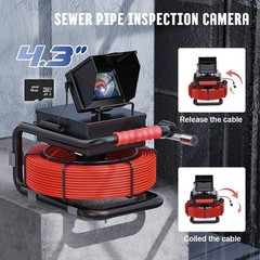 30M Sewer Pipe Inspection Camera 17MM Sewer Pipeline Endoscope 4.3 inch Monitor