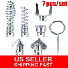 7X Cutter Drain Cleaner Plumbing Snake Cable Auger Clog Sewer Unblocker Tool KIT