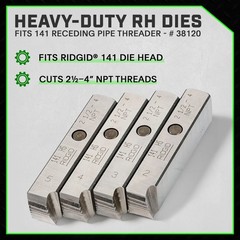 Staten Tools 38120 RH Dies 2-1/2&Prime; &ndash; 4&Prime; fits RIDGID&reg; 141 Pipe Receding Geared Thr
