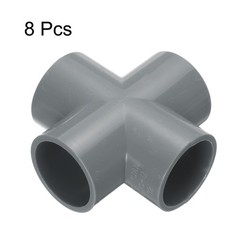 8pcs PVC Fitting 1&Prime; 4 Ways Connector Build Grade Pipe Coupling, Grey