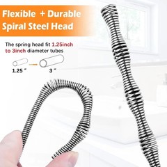 Drain Auger 25ft 1/4in Drum Plumbing Drain Snake Clog Remover Autofeed Black