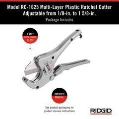 23498 Model RC-1625 Aluminum Ratchet Action 1/8&Prime; to 1-5/8&Prime; Plastic Pipe And T&hellip;