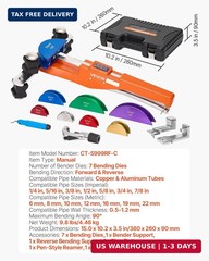 VEVOR Tubing Bender Kit, 1/4 to 7/8 Inch, Compact Ratcheting Tube Pipe Bender, F