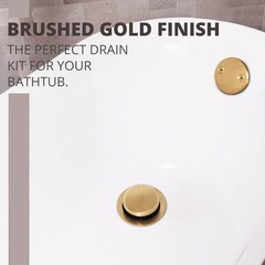 Bathtub Drain Tip-Toe Tub Trim Kit with Two-Hole Overflow Brushed Gold