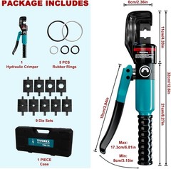 Hydraulic Crimping Tool Kit-12 AWG to 2/0 AWG for Wire Battery Cable Lug, Termin