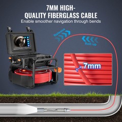 9&Prime; Sewer Camera 30m/98 ft Self-Leveling Drain Camera with 512Hz Transmitter