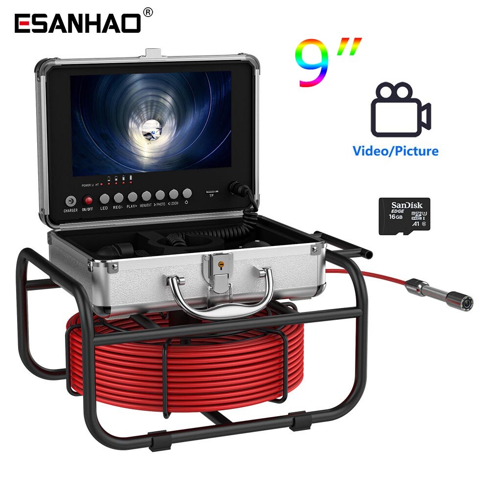 9&Prime; Monitor 50M Pipe Inspection Camera IP68 Drain Sewer Pipeline Video Camera