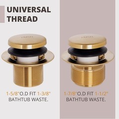 Bathtub Drain Tip-Toe Tub Trim Kit with Two-Hole Overflow Brushed Gold