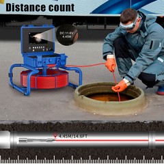 Pipe Inspection Camera 50M Sewer Drain Camera HD 7&Prime; Monitor w/ Meter Counter