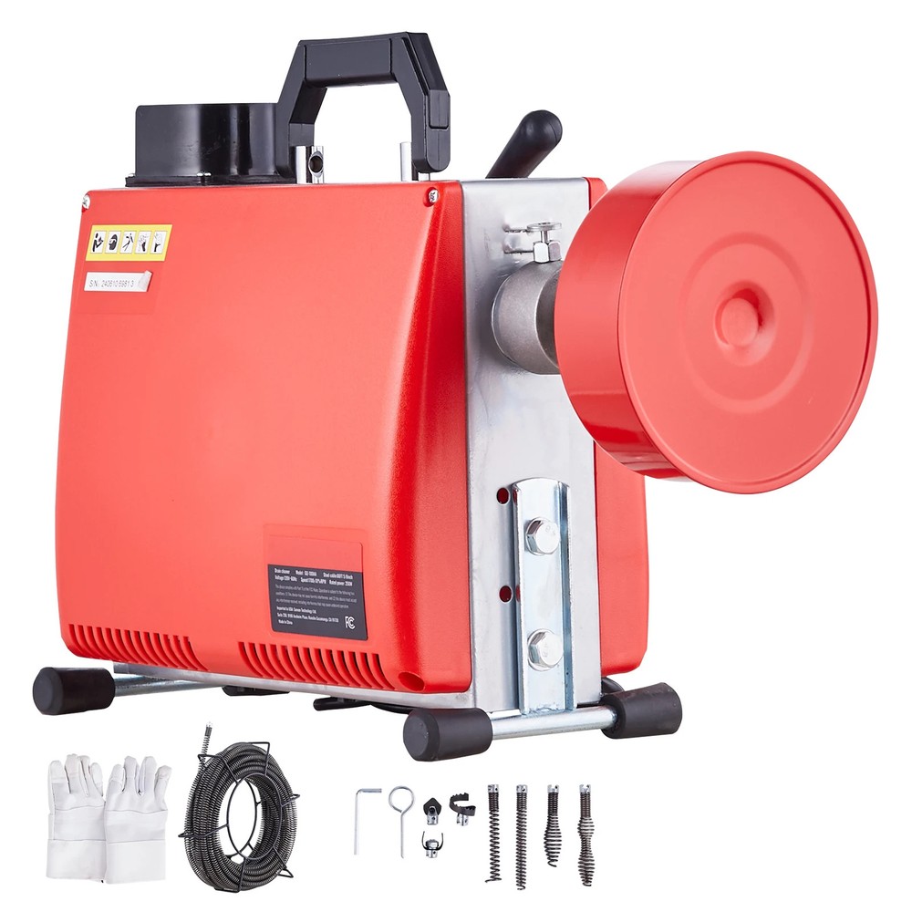 SucceBuy 250W Electric Drain Cleaner Snake Auger 66ft Cable 7 Cutters Home Sewer