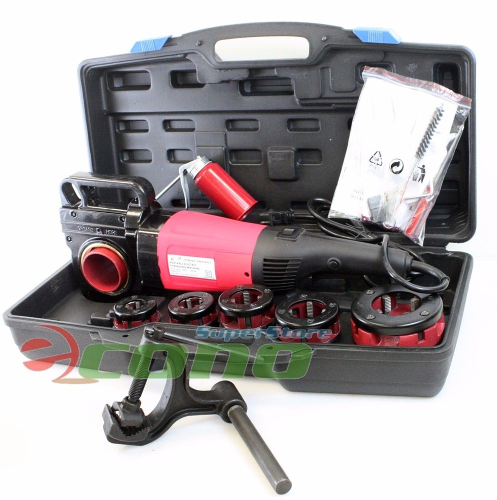 2000W Electric Handheld Pipe Threader Threading Machine w/6pc NPT Die 1/2&Prime; to 2&Prime;
