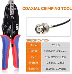 Coaxial Crimping Tool for RG Type Cable -RG5,6,55U,71,142,302,307,400 BNC 3D-2V,