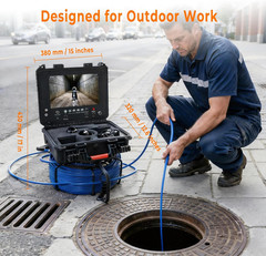 Sewer Camera, Self-Leveling Borescopes Plumbing with Transmitter 9&Prime; Screen 1080P