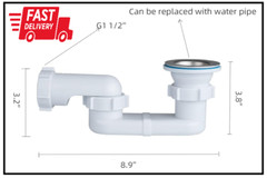 Bath Shower Drain Low Profile p Trap 1 1/2&Prime; Flat Kit for White