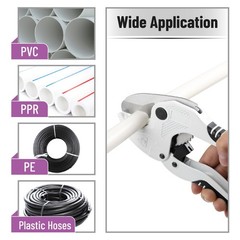 Bates- PVC Pipe Cutter, Cuts up to 1-5/8&Prime;, Ivory Ratcheting