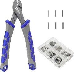 Crimping Pliers Tool: 6.5in Crimper for Single Barrel &ndash; 300pcs Sleeves and Lanya