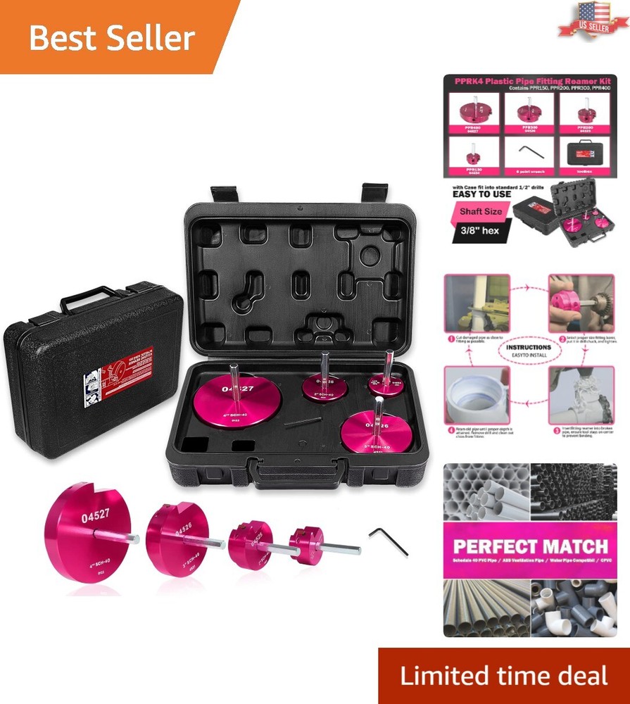 High-Strength 4-Piece Pipe Fitting Reamer Set for North American Pipe Diameters