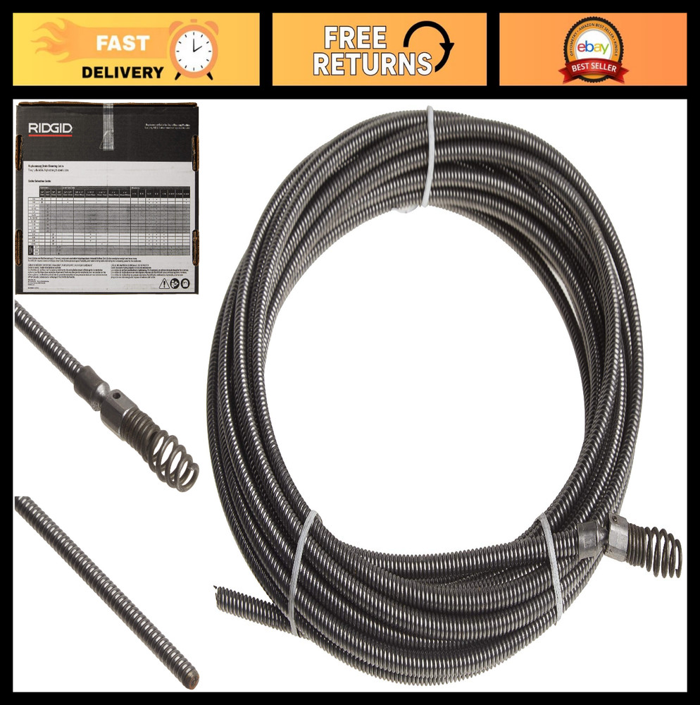 Drain Cleaning Cable 5/16&Prime; x 35ft, Flexible Sewer Auger, Heavy-Duty Pipe Cleaner