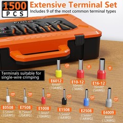Preciva Ferrule Crimping Tool Kit with 1500PCS, Black Oxide and Orange
