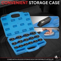 For 3/8&Prime; or 1/2&rdquo; Drive &lrm;Open End Head Style 15pc Crowfoot Flare Nut Tool Kits
