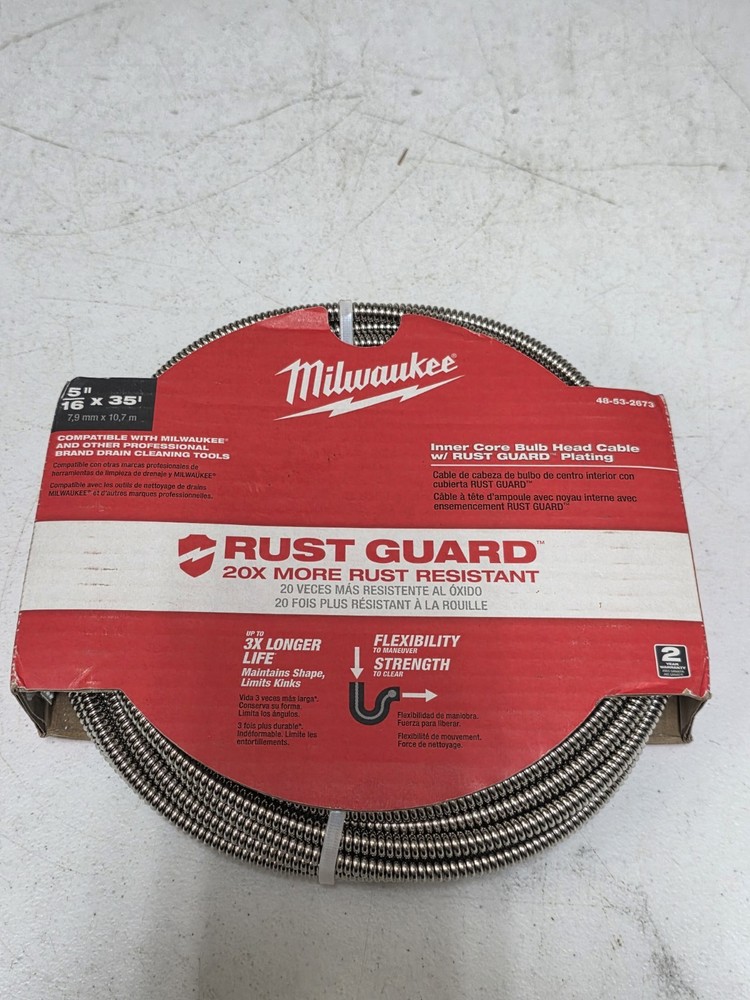 Milwaukee 48-53-2673 5/16in X 35ft Drain Cable &ndash; Silver