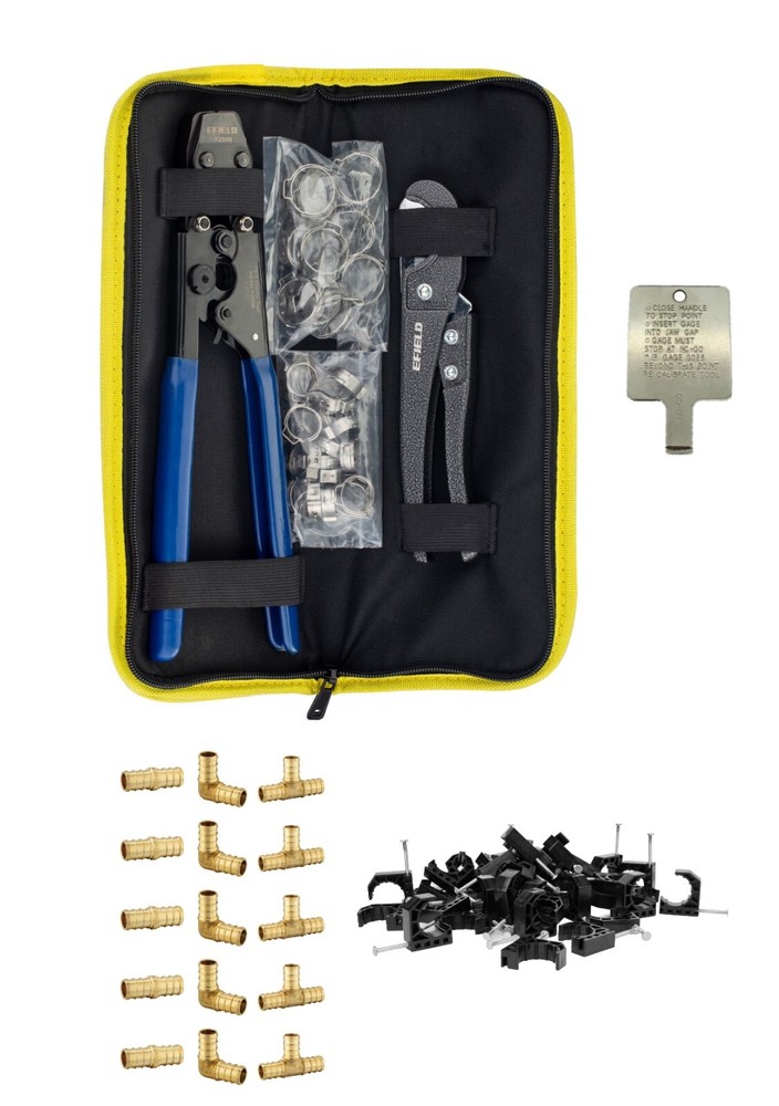 PEX Cinch Crimp Tool, Pex Fitting ,Cutter,J-Hook Clamps, SS Clamps inCanvas Bag