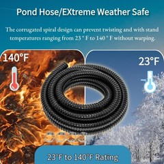Pond Tubing 1&Prime; 20FT Length, Black Corrugated Flexible Reinforced PVC Hose for&hellip;