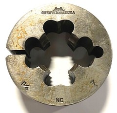Greenfield 1-1/4&Prime;-7 Round Adjustable Split Die Carbon Steel 3&Prime; Diameter USA Made