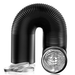 Hon&Guan 5 inch Air Duct &ndash; 16 FT Long, Black Flexible 5 x 16 FT,