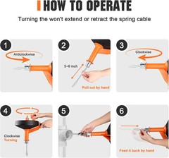 Drain Auger 25 Ft,Plumbing Snake With Drill Adapter,Pipe Clog Remover for Kitche