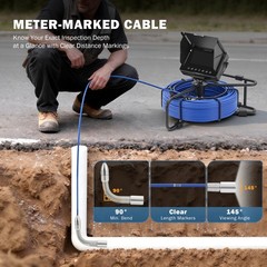 4.3&rdquo; Sewer Camera w 98ft/30m Cable 8500mAh Plumbing Camera for Sewer Pipe 32GB