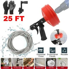 Drain Auger 25ft 1/4in Drum Plumbing Drain Snake Clog Remover Autofeed