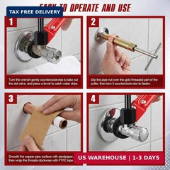 5 PCS Plumbing Tools Kit, Angle Stop Wrench with 1/2-Inch Compression Sleeve Pul